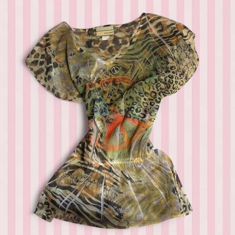 Carrie Allen Multi-Colored Mesh Print Dress Size M